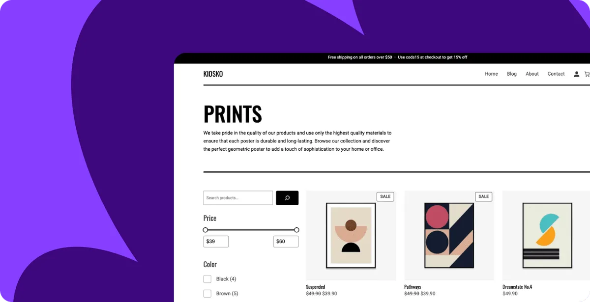 A WooCommerce storefront built with block themes, showing a full-width editorial layout